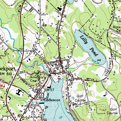 Topographic Map of Rockport Post Office, ME