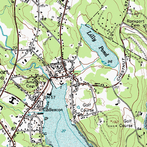 Topographic Map of Rockport Public Library, ME