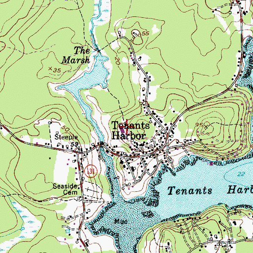 Topographic Map of Saint George School, ME