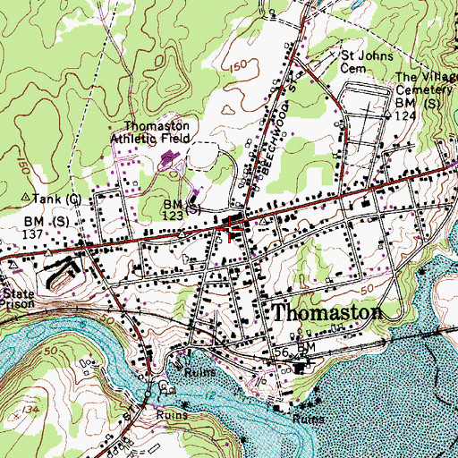 Topographic Map of Saint John the Baptist Episcopal Church, ME