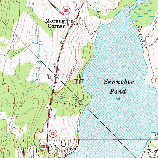 Topographic Map of Sennebec Lake Campground, ME