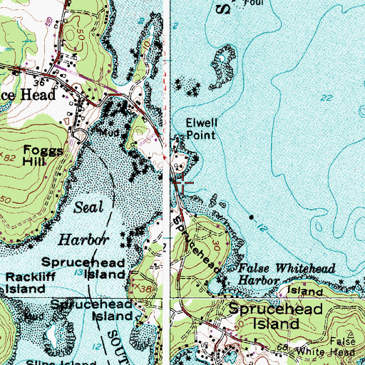 Topographic Map of Sprucehead Island Bridge, ME