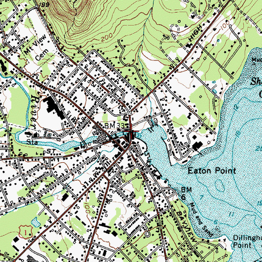 Topographic Map of Tannery Lane Footbridge, ME