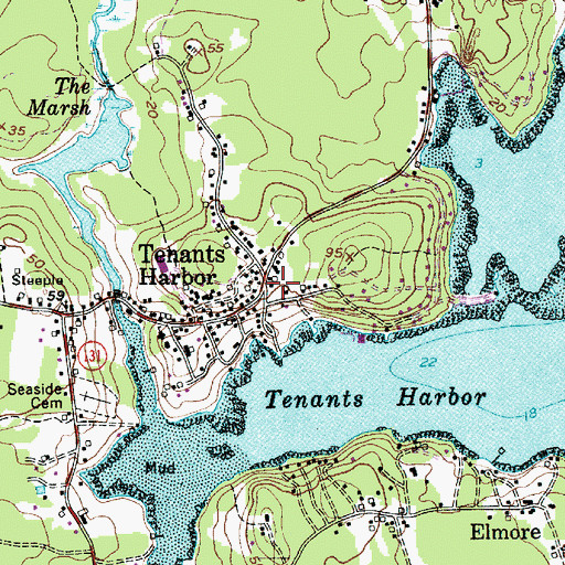 Topographic Map of Tenants Harbor Post Office, ME