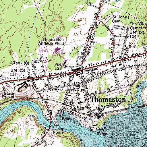 Topographic Map of Thomaston Baptist Church, ME