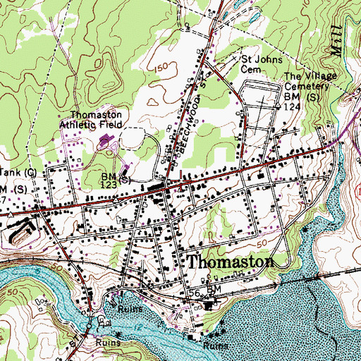 Topographic Map of Thomaston Post Office, ME