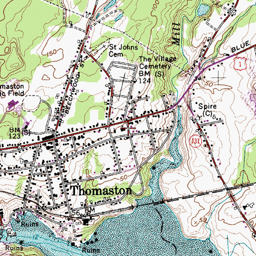 Topographic Map of Thomaston Public Library, ME