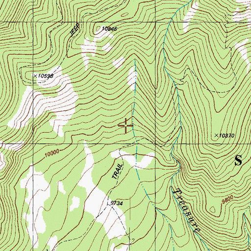 Topographic Map of Treasure Mountain Trail, CO