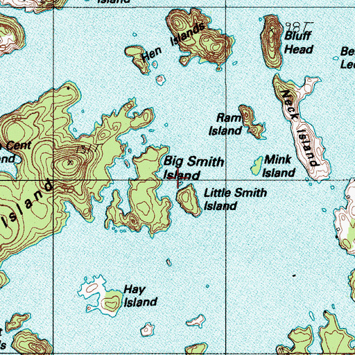 Topographic Map of Turning Rock, ME