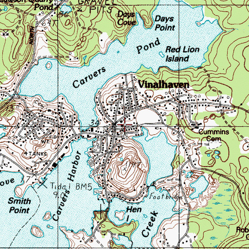 Topographic Map of Union Church of Vinalhaven, ME