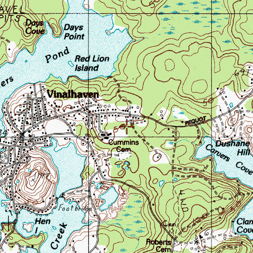 Topographic Map of Vinalhaven School, ME