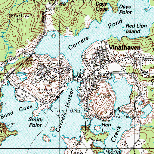 Topographic Map of Vinalhaven Historical Society Museum, ME
