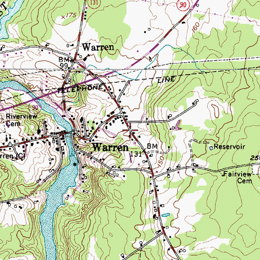 Topographic Map of Warren Baptist Church, ME
