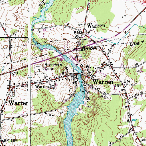 Topographic Map of Warren Free Public Library, ME