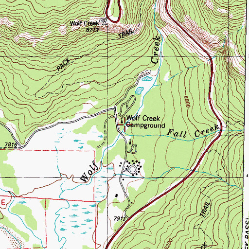 Topographic Map of Fall Creek, CO