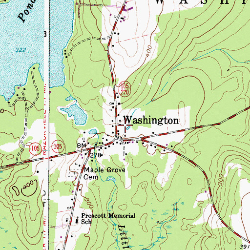 Topographic Map of Washington Post Office, ME