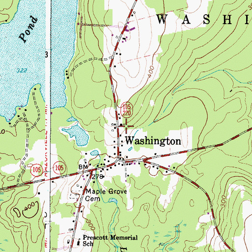 Topographic Map of Washington Village Baptist Church, ME