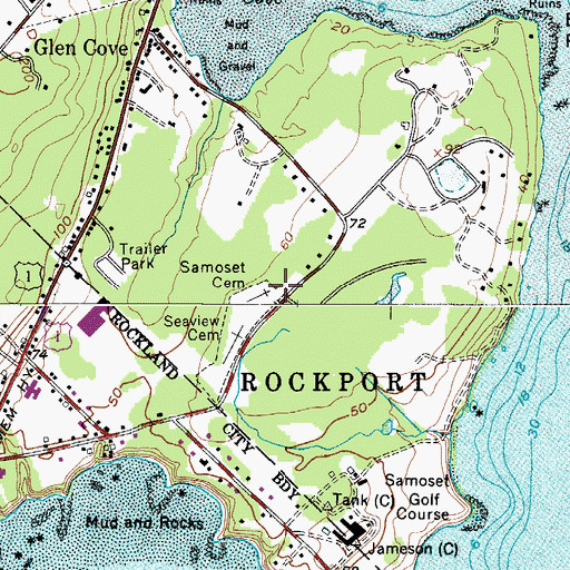 Topographic Map of Maiden Cliff Trail, ME