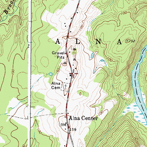 Topographic Map of Alna Historical Society Building, ME