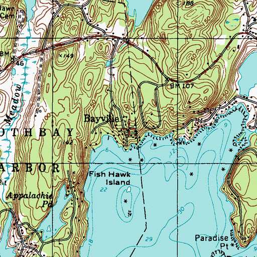 Topographic Map of Bayville Post Office, ME