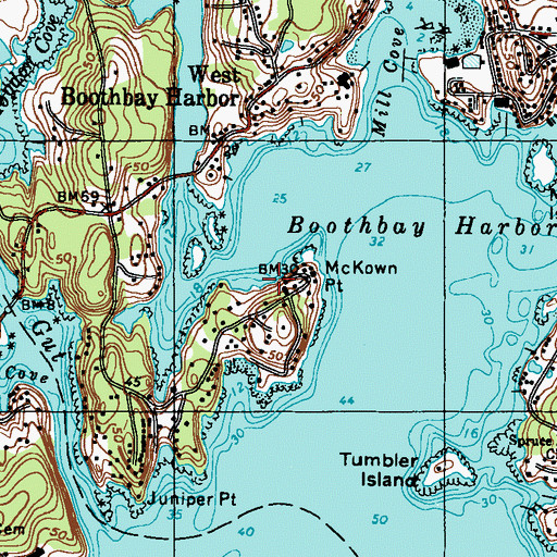 Topographic Map of Bigelow Laboratory and Maine Department of Marine Resources Library, ME