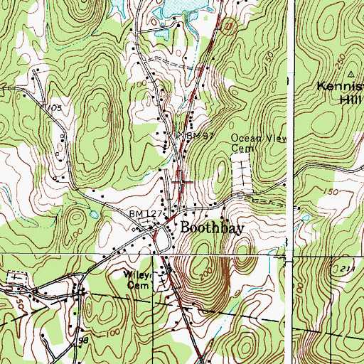 Topographic Map of Boothbay Chamber of Commerce Tourist Information Center, ME