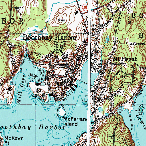 Topographic Map of Boothbay Harbor Municipal Building, ME