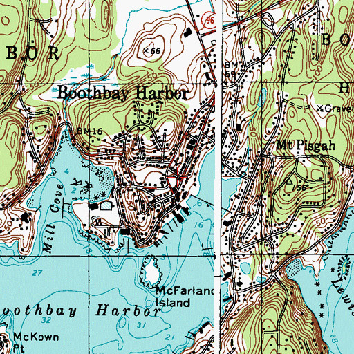 Topographic Map of Boothbay Harbor Post Office, ME