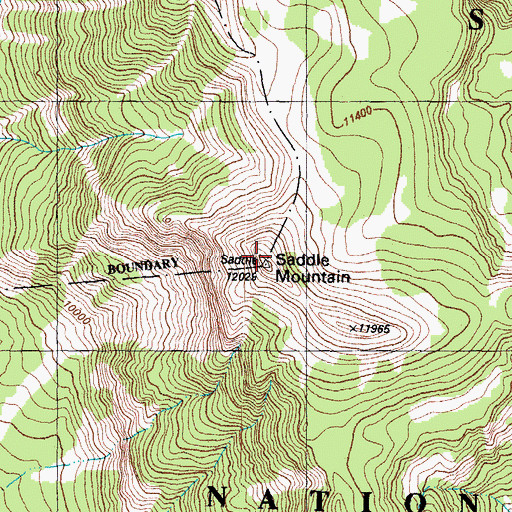 Topographic Map of Saddle Mountain, CO