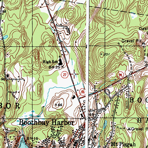 Topographic Map of Boothbay Harbor Region Chamber of Commerce, ME