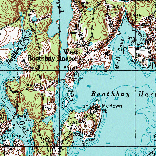 Topographic Map of Boothbay Harbor Yacht Club, ME