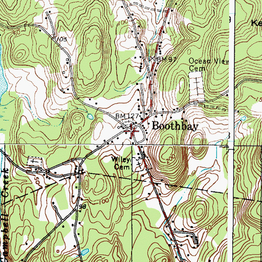 Topographic Map of Boothbay Post Office, ME