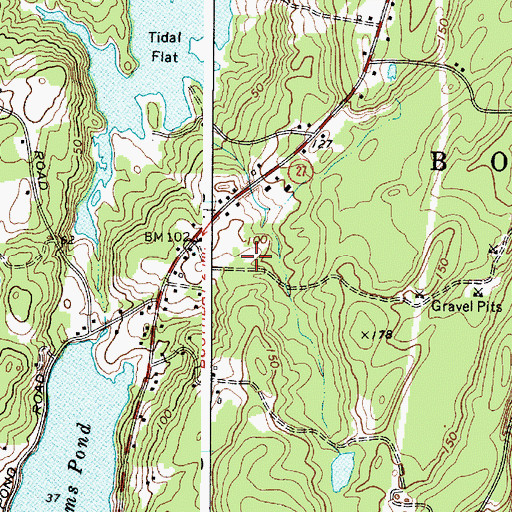 Topographic Map of Boothbay Railway Village, ME