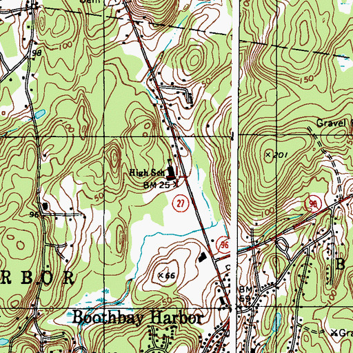 Topographic Map of Boothbay Region High School, ME