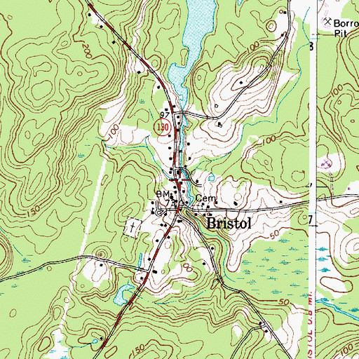 Topographic Map of Bristol Post Office, ME