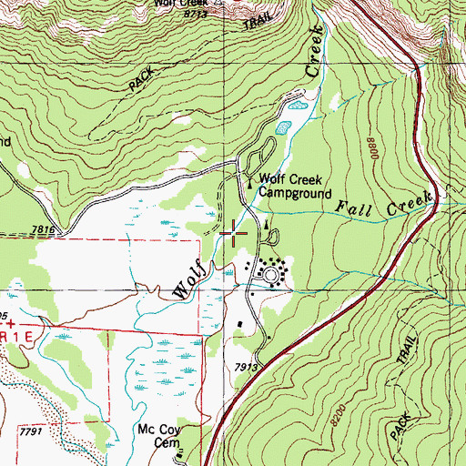 Topographic Map of Wolf Creek Campground, CO
