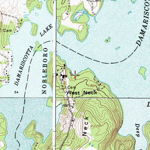 Topographic Map of Camp Kieve, ME