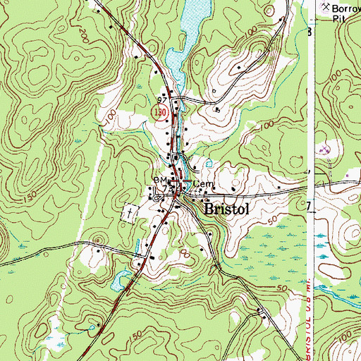 Topographic Map of Congregational Church of Bristol, ME