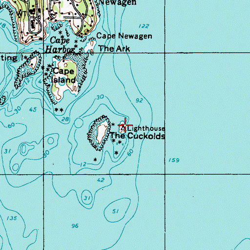 Topographic Map of Cuckolds Lighthouse, ME
