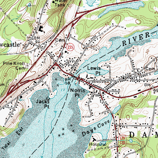 Topographic Map of Damariscotta Information Bureau, ME