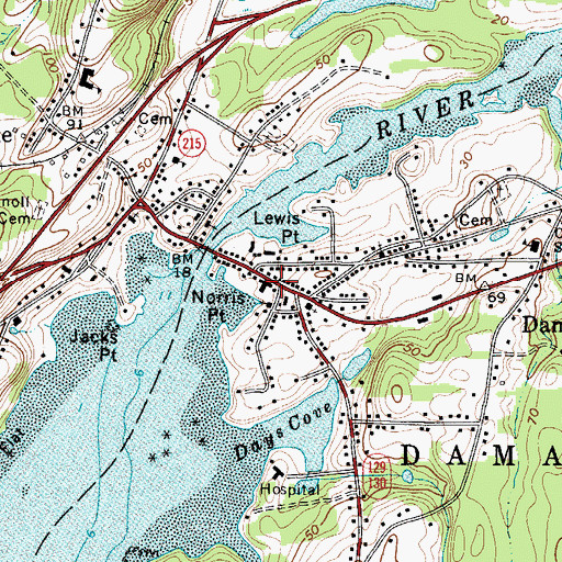 Topographic Map of Damariscotta Post Office, ME