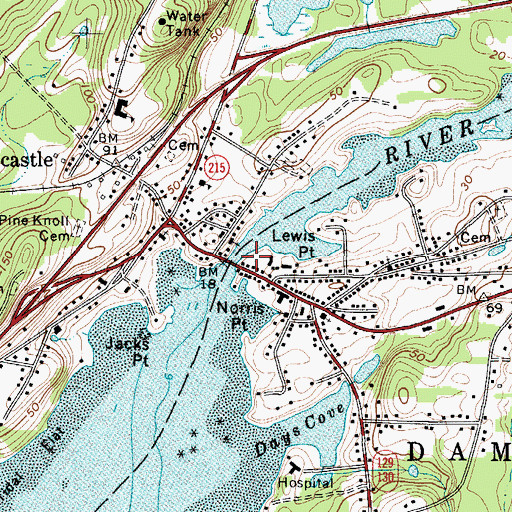 Topographic Map of Damariscotta Region Chamber of Commerce, ME