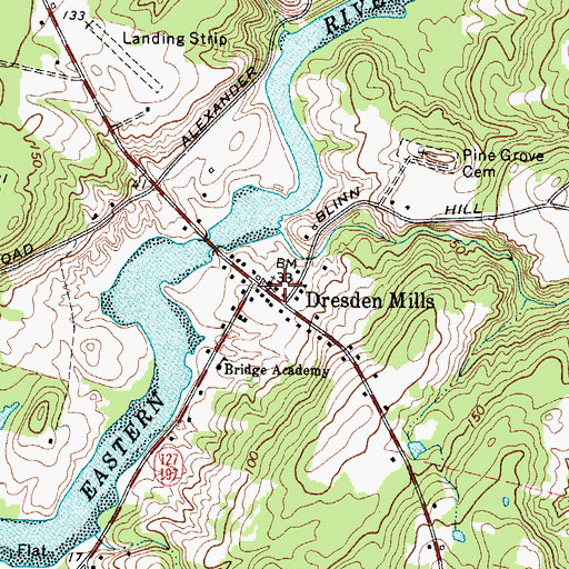 Topographic Map of Dresden Community Church, ME