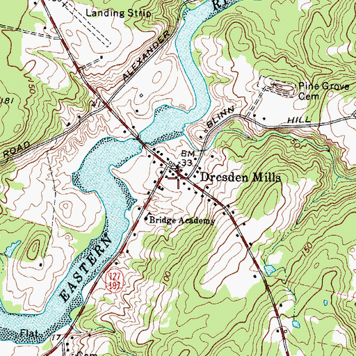 Topographic Map of Dresden Post Office, ME