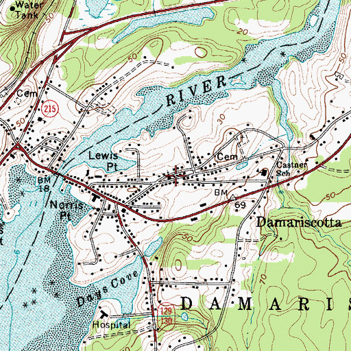 Topographic Map of Faith Baptist Church of Damariscotta, ME
