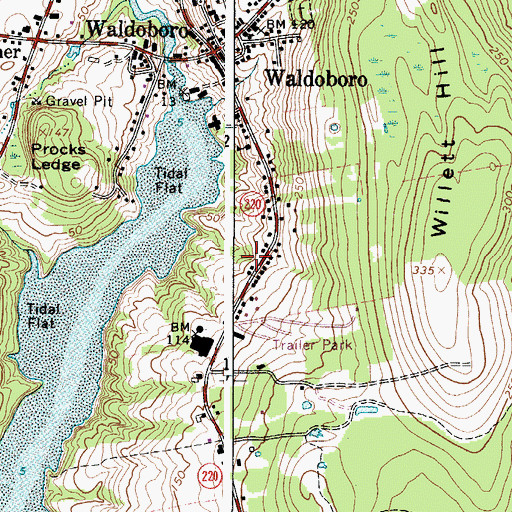 Topographic Map of First Baptist Church, ME