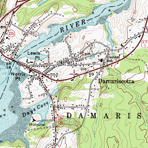 Topographic Map of Great Salt Bay Community School, ME
