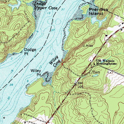 Topographic Map of Hunters Landing, ME