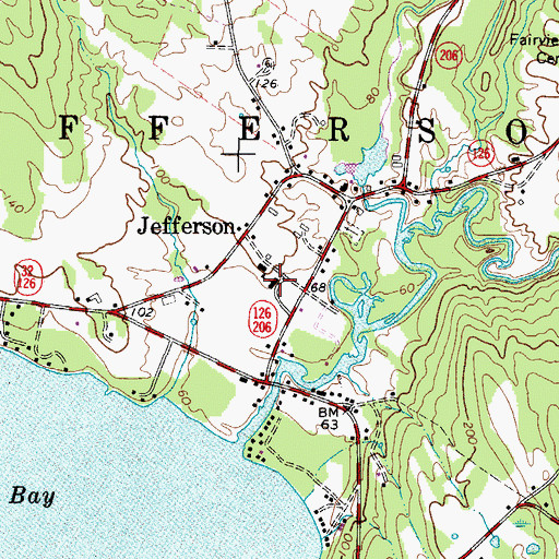 Topographic Map of Jefferson Village School, ME