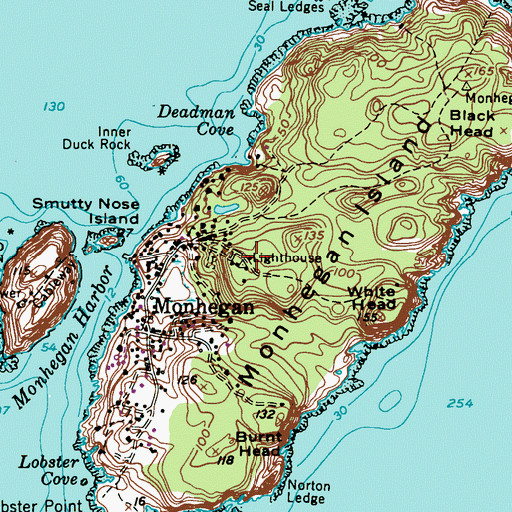 Topographic Map of Lighthouse Hill, ME